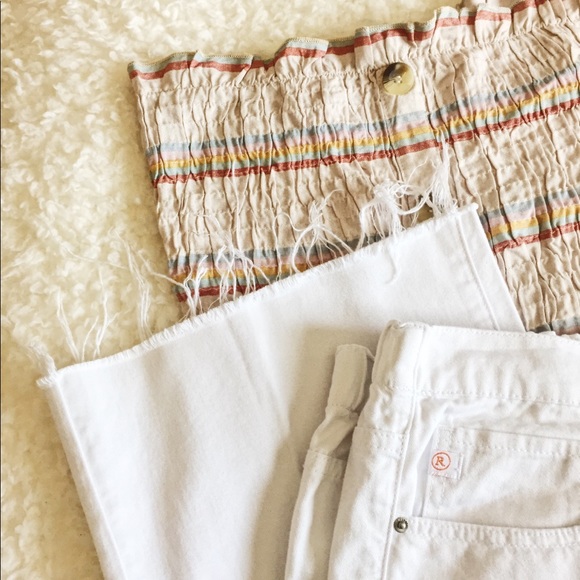 Frayed Culottes Jeans WHITE wide Leg - Picture 12 of 13